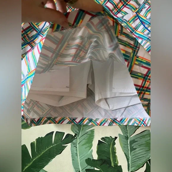 Adidas women's golf skort multicolor geometric checker stripe pattern 4 - Picture 4 of 8